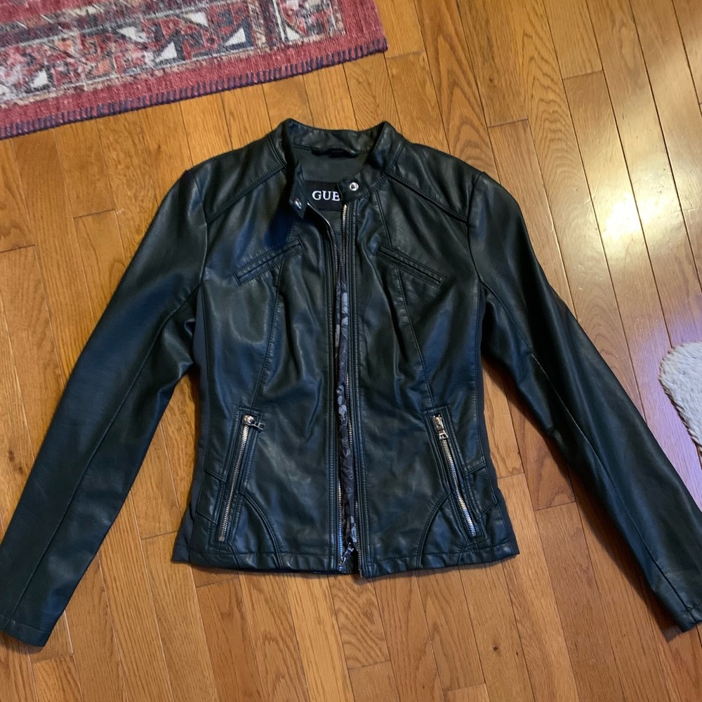 Guess faux leather motorcycle jacket size S
